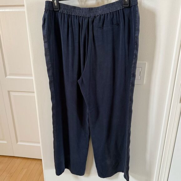 Go by GoSilk Mattes/Shine Wide Leg Silk Pants in Midnight Navy L NWT - Picture 7 of 12